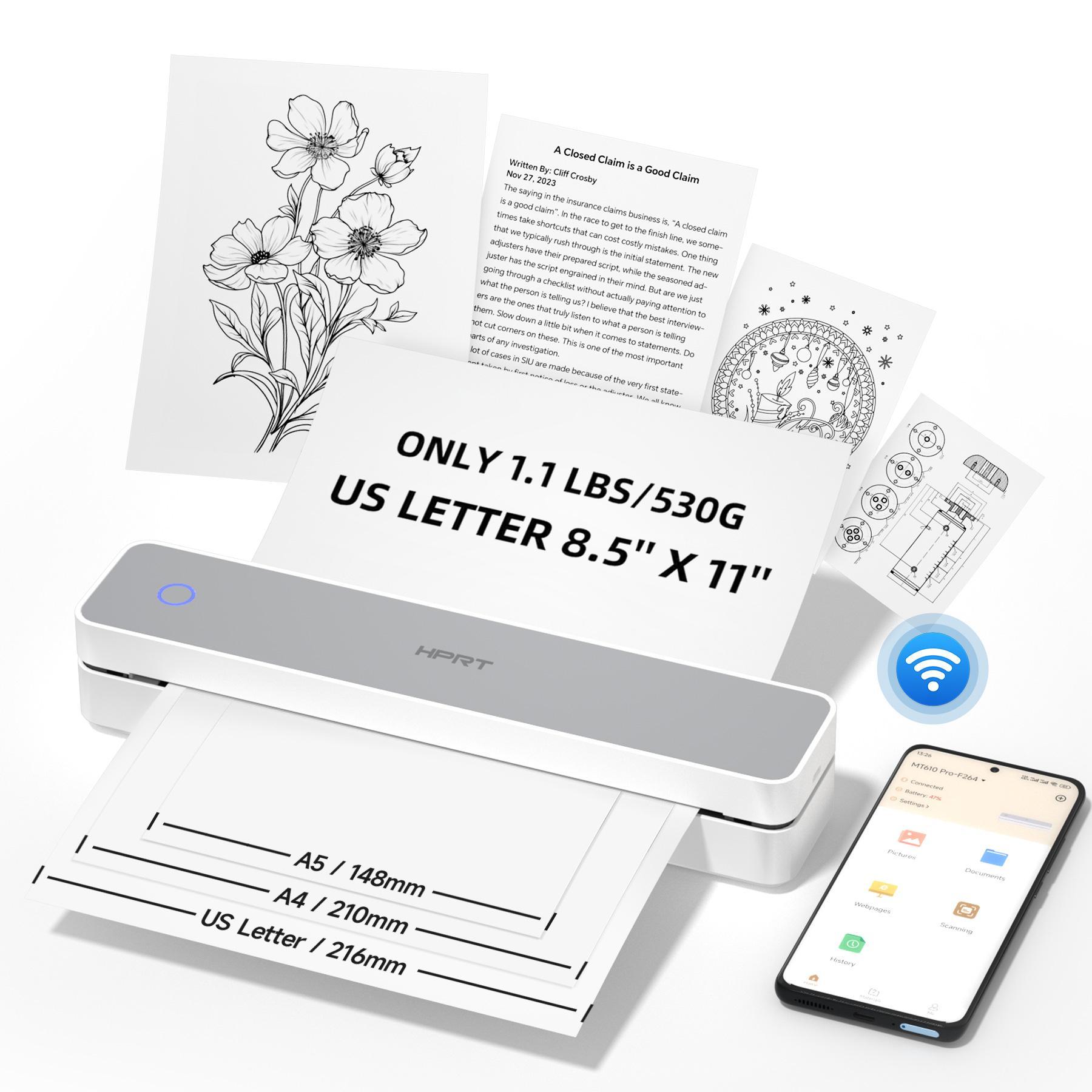 Portable Wireless Thermal Printer, Multipurpose Bluetooth-compatible Printer, USB Charging Mobile Home Printer for iOS, Android, Laptop, Portable Thermal Printers #GLOBAL PICKS