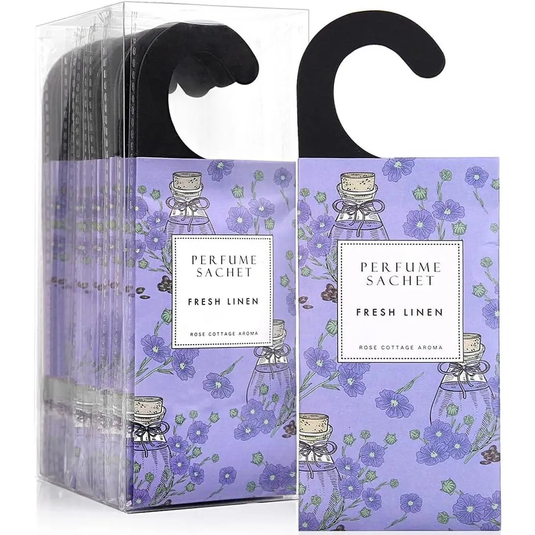 Large 12 Packs Fresh Linen Hanging Scented Sachets Long-Lasting Closet Deodorizer Air Freshener Fabric Refresher Odor Eliminator for Drawer Home Fragrance Gift Set