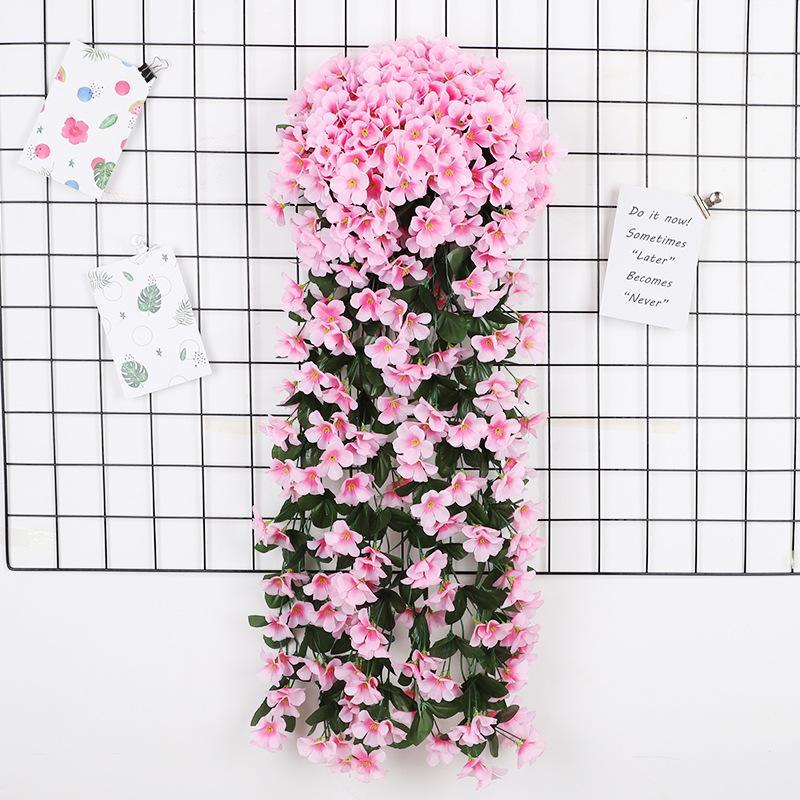 Faux Big Hydrangea Violet Hanging Vines, Durable Plastic Silk Flower Garlands, Balcony Railing Wedding Decor, Home Indoor Outdoor Wall Hangings, Plastic Faux Flowers