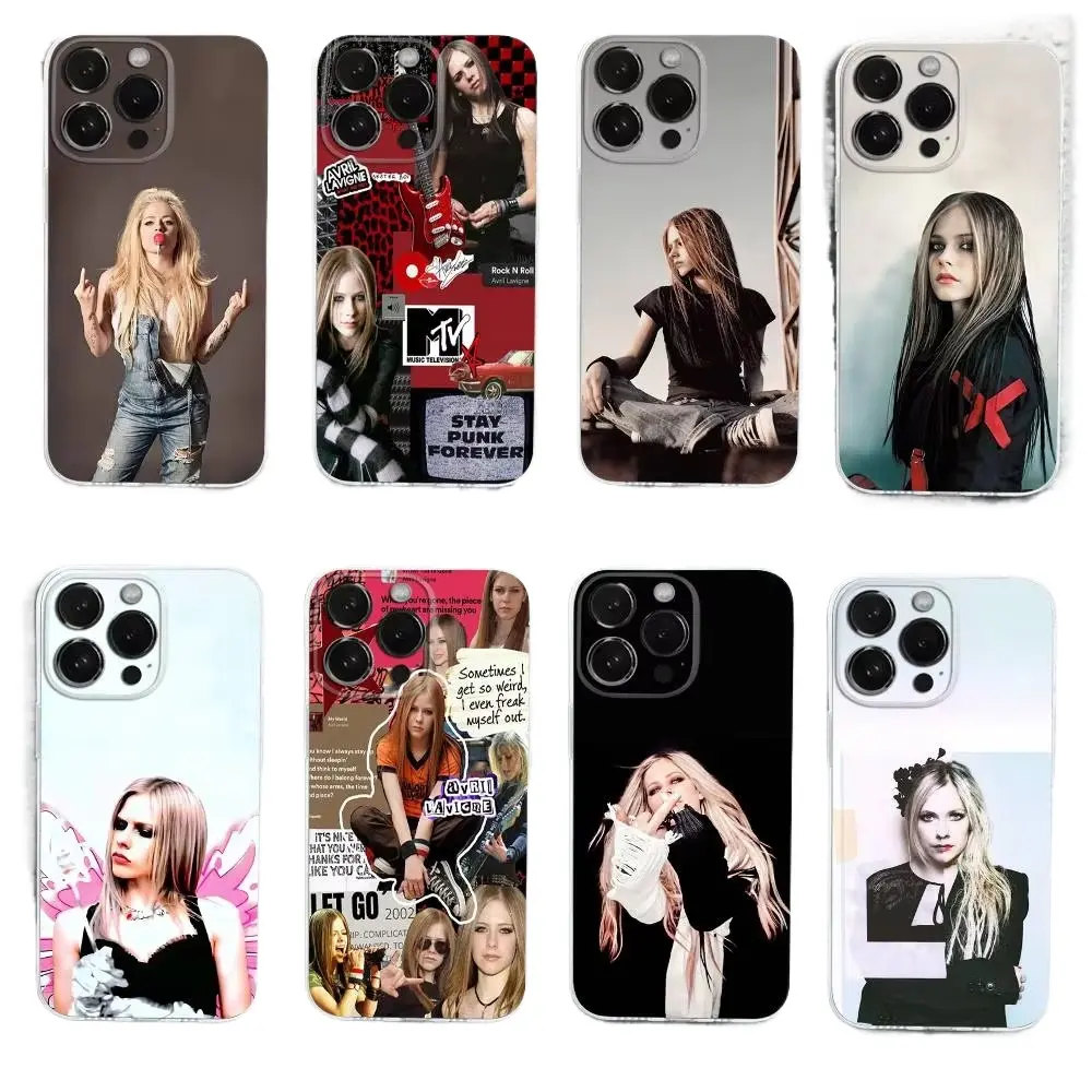 Avril Lavigne Music Collage Phone Cases For iPhone 17 Pro Max 16 15 Plus 14 13 12 11 Samsung Galaxy S23 S24 S25 S26 Ultra Anti-Drop TPU Protective Cover Rock Music Fan Gifts