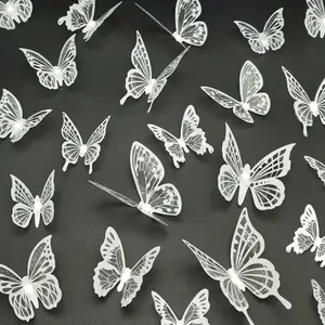 Butterfly Wall  -  Butterflies Removable Mural Wall Stickers for  Room Bedroom Decoration (White-72pcs)