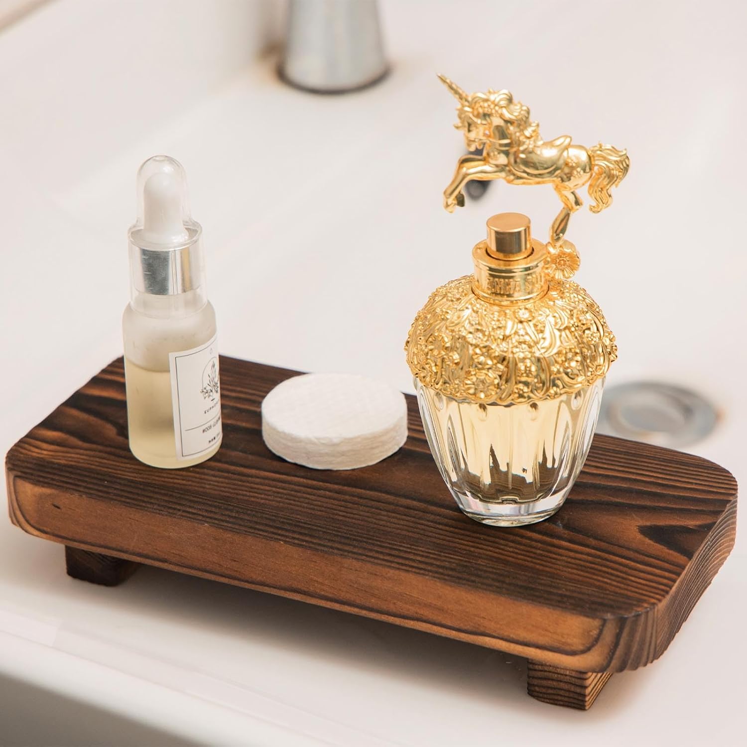 Wood Risers for Decor Display, Bathroom Counter Sink Decor, Dish Soap Tray Wood Tray for Kitchen Counter, Small Wooden Soap Stand, Wood Soap Pedestal, Soap