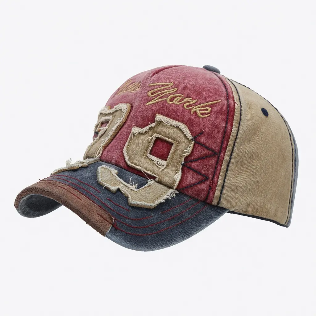 2026 New Vintage Washed Color Block Baseball Cap for Men Women with 79 Embroidery Distressed Sun Hat Adjustable Breathable Streetwear Outdoor Daily Wear US Design