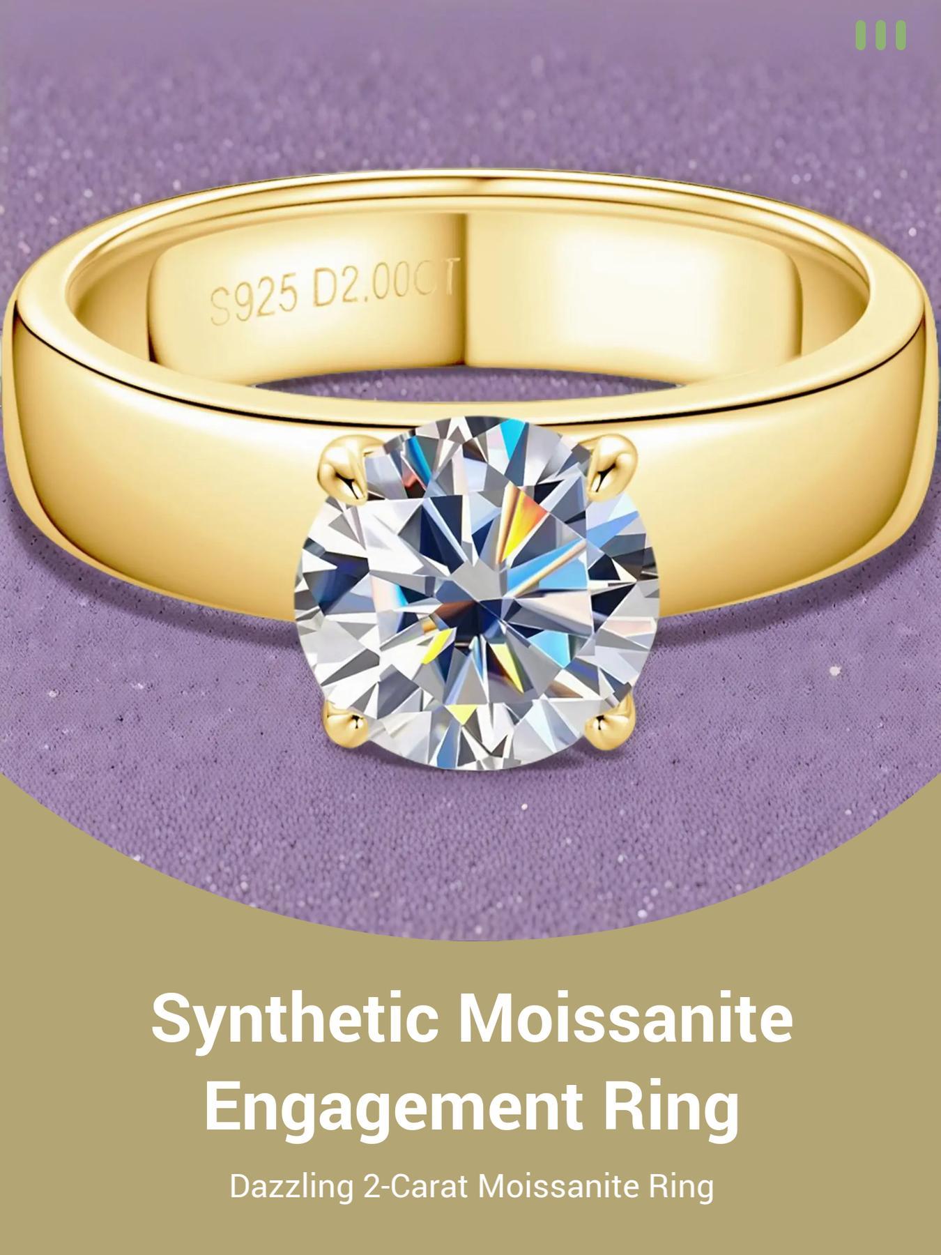2024 New Style Synthetic Moissanite, S925 Sterling Silver Classic Four Claw Ring, Moissanite Rings, Fashion Jewelry Accessories for Women & Men