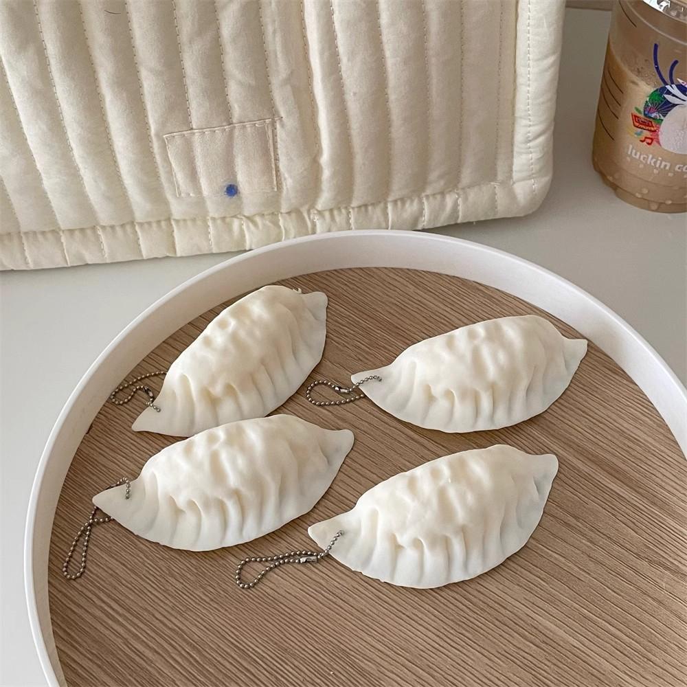 Simulation Dumplings Keychain Bag Pendant Cute Mini Squishy Toy Dumplings Simulation Food Decoration Charms Stress Relief Gift
