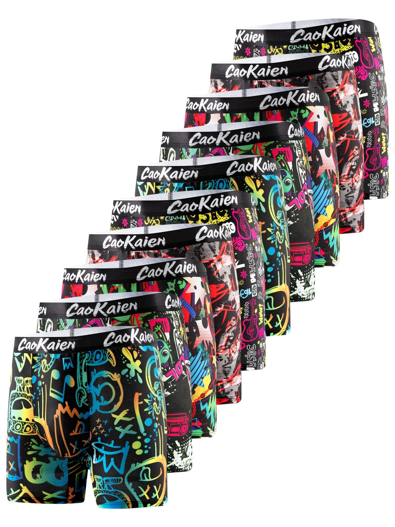Men's All Over Print Boxer Brief, Breathable Comfy Underwear for Daily Wear, Casual Men's Underwear for All Seasons