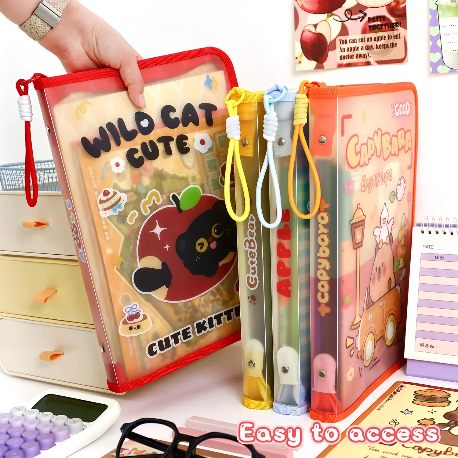 A4 Zipper File Bag – Waterproof Cartoon Document Organizer Folder with Large Capacity Storage