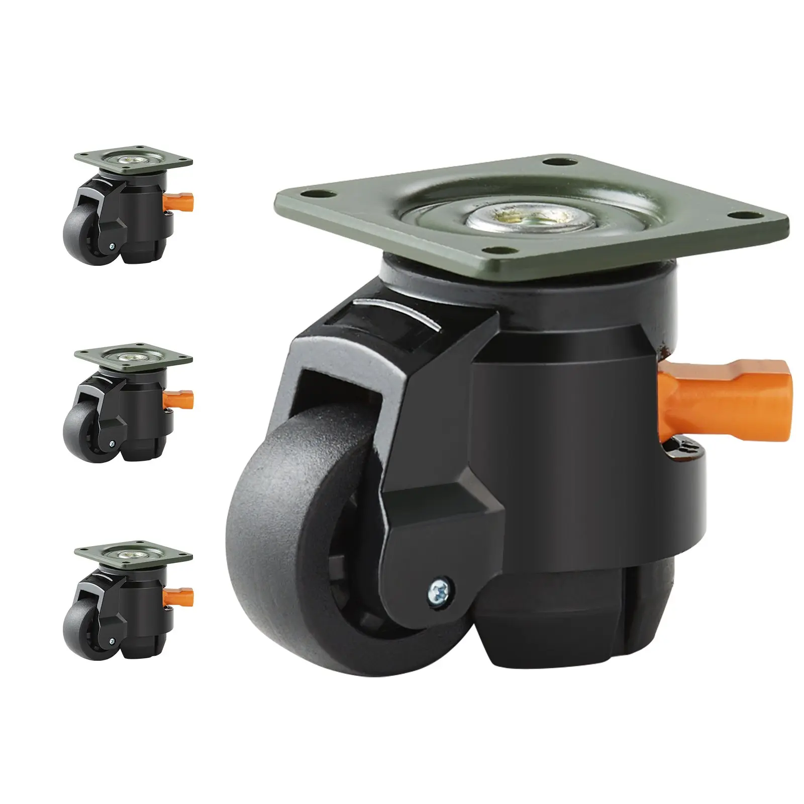 VEVOR 4-Pieces Adjustable Leveling Casters, Heavy-Duty Carbon Steel 360 Swivel 2in Wheels (1100 lbs Load Capacity), Upgraded Adjustable Handle & Feet for Workbenches, Machines, Carts & Racks - Ideal for Workshop Users