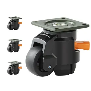 【DealsForYouDays】VEVOR Leveling Casters, 4-Pack Heavy Duty 360 Swivel Caster Wheels Hold up to 1100 lbs Load, 2 inches Caster Diameter, Adjustable Casters with Upgraded Handle Design and Feet for Workbench Machine