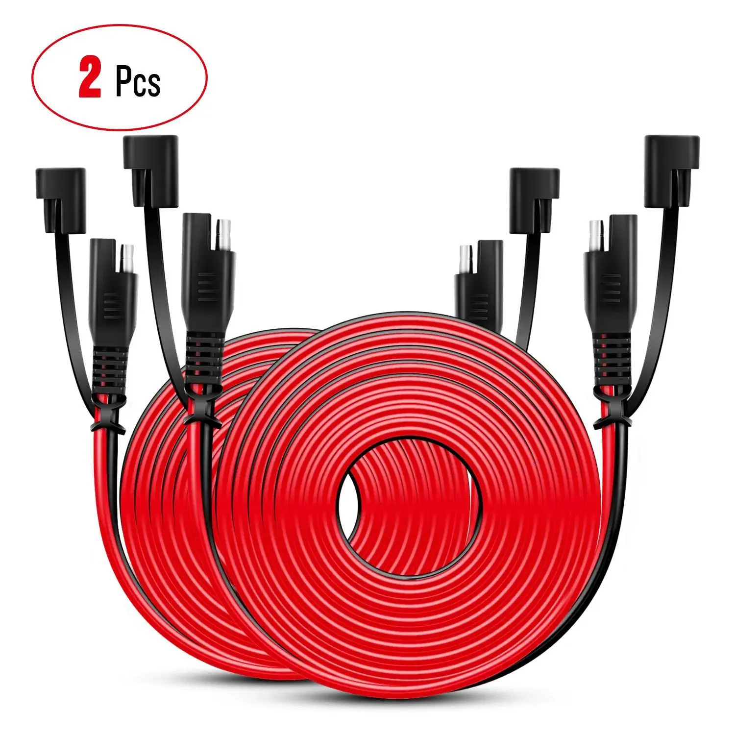 Nilight 2PCS Flexible 16AWG 12FT SAE Extension Cable, 2-Pin 100% Copper Wire Harness for Car Users, High Current Conductivity, Quick Connect/Disconnect Universal SAE Connectors & Dust Cap