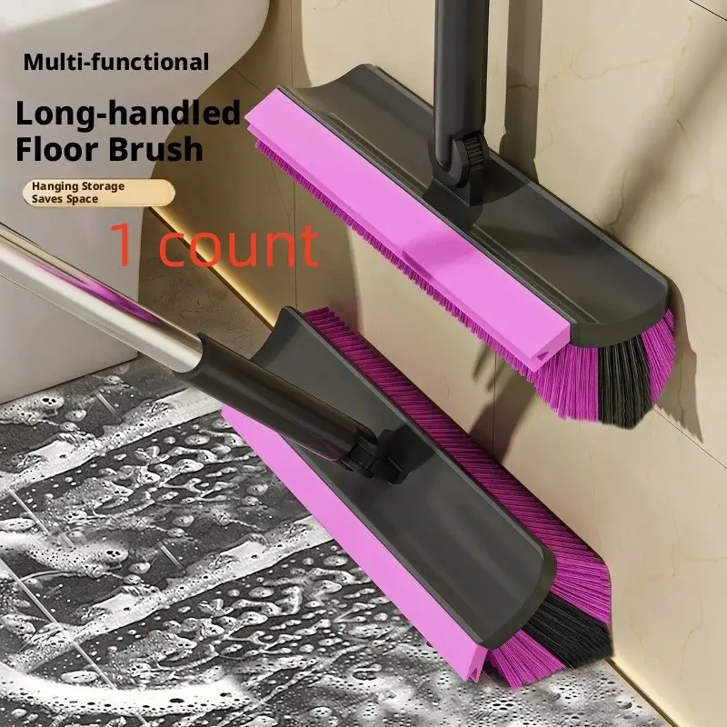 Double-Sided Bathroom Cleaning Brush, Floor and Toilet Cleaner, Long-Handled Shower Brush, Essential Bath Accessories
