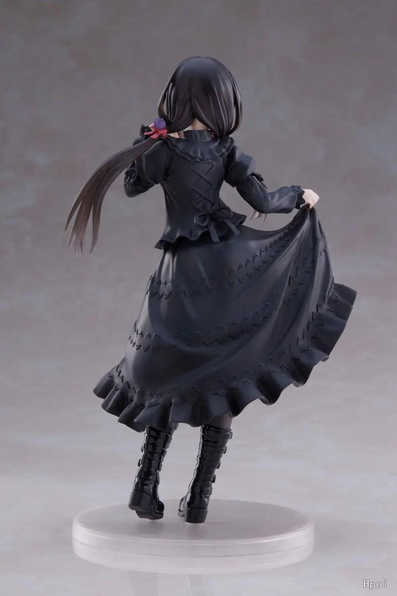 18CM DATE A LIVE Tokisaki Kurumi Anime Figure Cute Girl Model Toy PVC Black Dress Dress Up Standing Model Car Interior Ornament