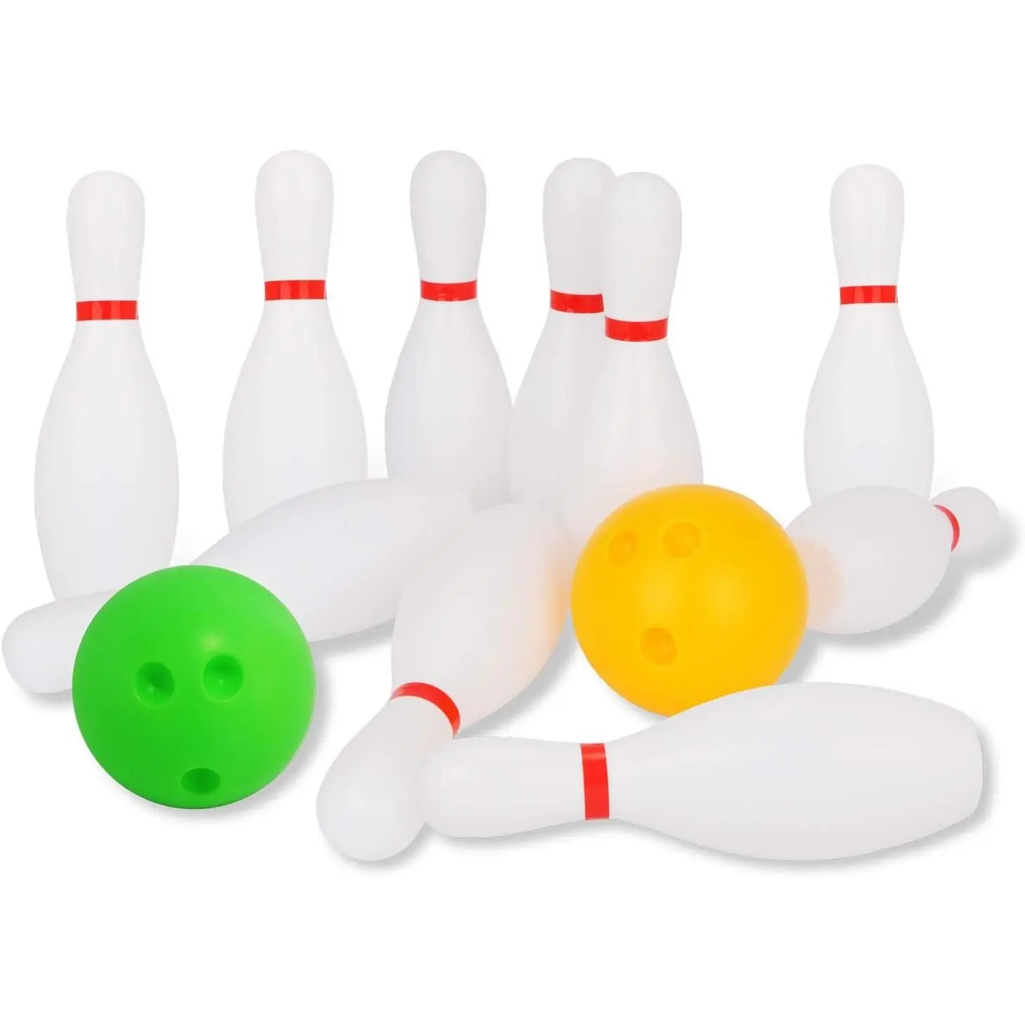 Kids Bowling Set, 10 Plastic Toy Bowling Pins & 2 Balls, Toddler Indoor Outdoor Sports Games, Educational Birthday Gifts for Boys Girls Ages 2 3 4 5 (White)