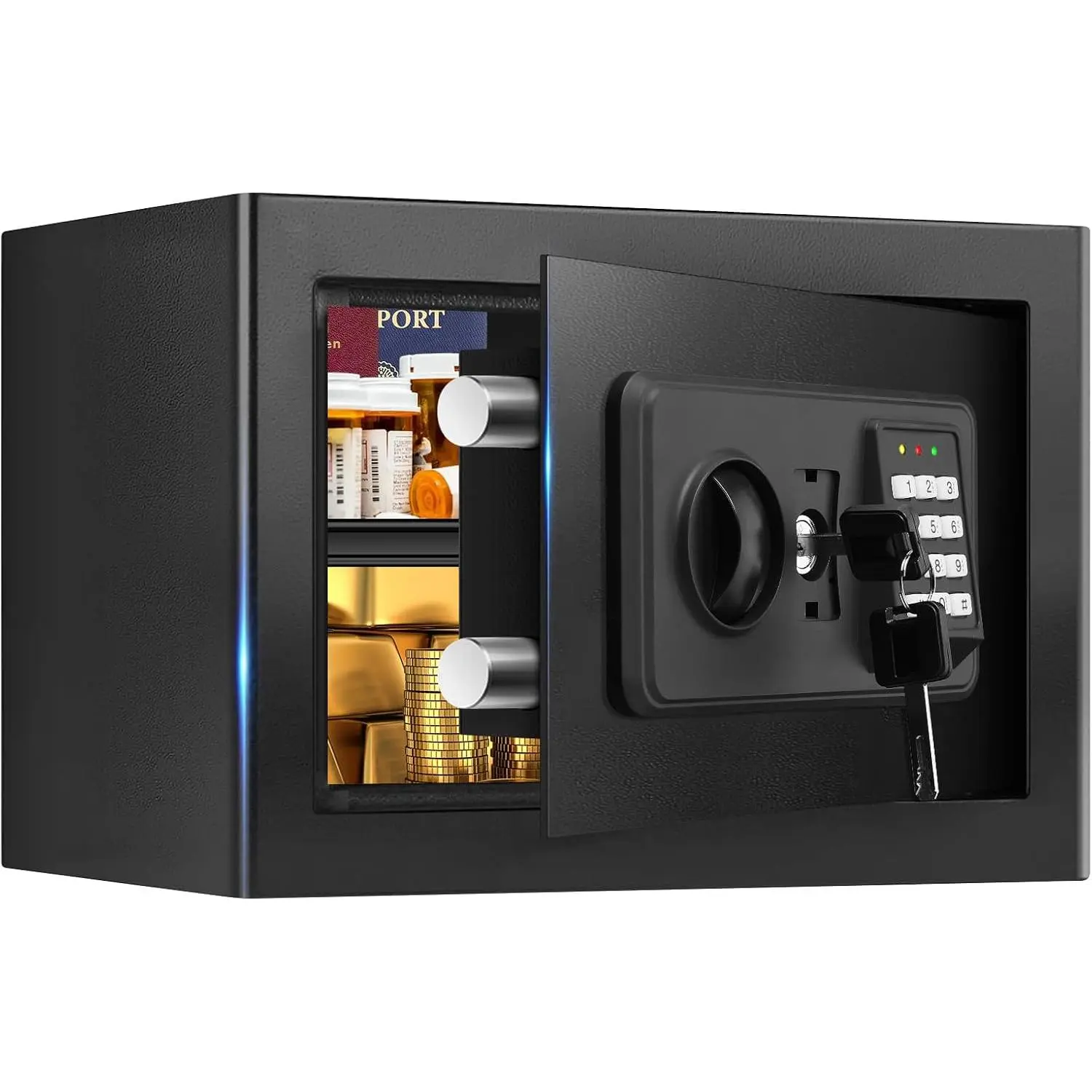 1.0 Cub Small Safes for  Use Fire and Water Proof, Digital  Fire Safe Box with Combination Lock, Spare  and Removable Shelf,  Safe Fireproof  for Document  Valuables