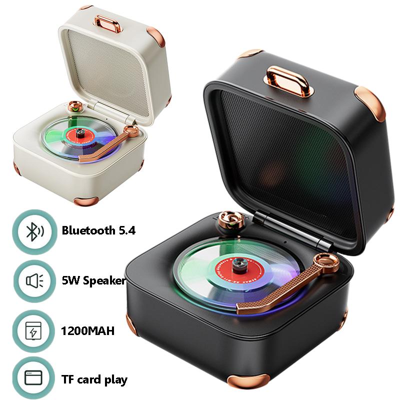 2026 New Mini Classic Vintage Bluetooth Speaker Retro Hifi Music Box Vinyl Record Player Design Soundbar Colorful Ambient Light with Mic 2026 New Mini Classic Vintage Bluetooth Speaker Retro Hifi Music Box Vinyl Record Player Design Soundbar Colorful Ambient Light with Mic