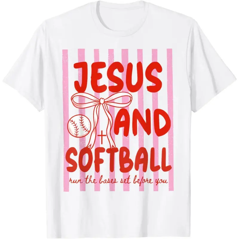 Softball Mom Short-Sleeve Breathable T-Shirt - Minimalist, Essential, Simple Jesus Coquette Game Day Mother Top, Shortsleeve, Cotton, Graphic, Round Neck, Tshirt, Casual, Print