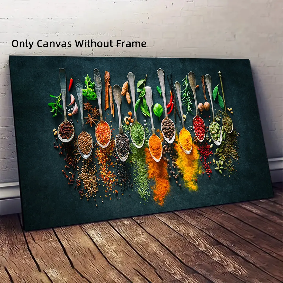 Mixed Herb Spices Pattern Unframed Painting, Modern Abstract Design, Abstract Pattern Print, 1 Count Waterproof Wall Art for Kitchen, Living Room, Office, Bedroom, Bathroom, Wall Decoration, Modern Home Decoration