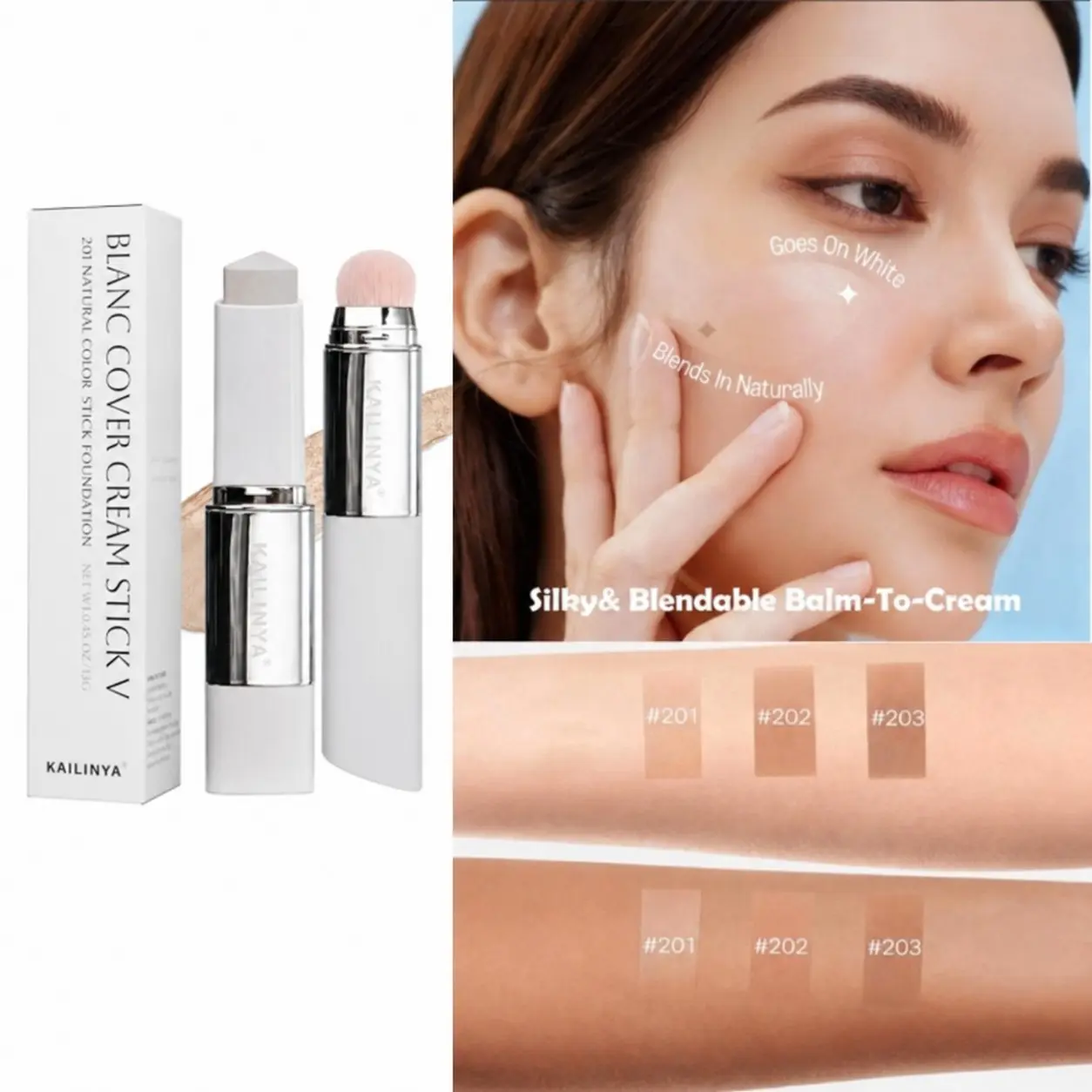 Dual-Ended Color-Changing Foundation Stick, Long-Lasting, Flawless Coverage, Concealer & Contour, Multi-Functional, Natural Finish, Daily Use