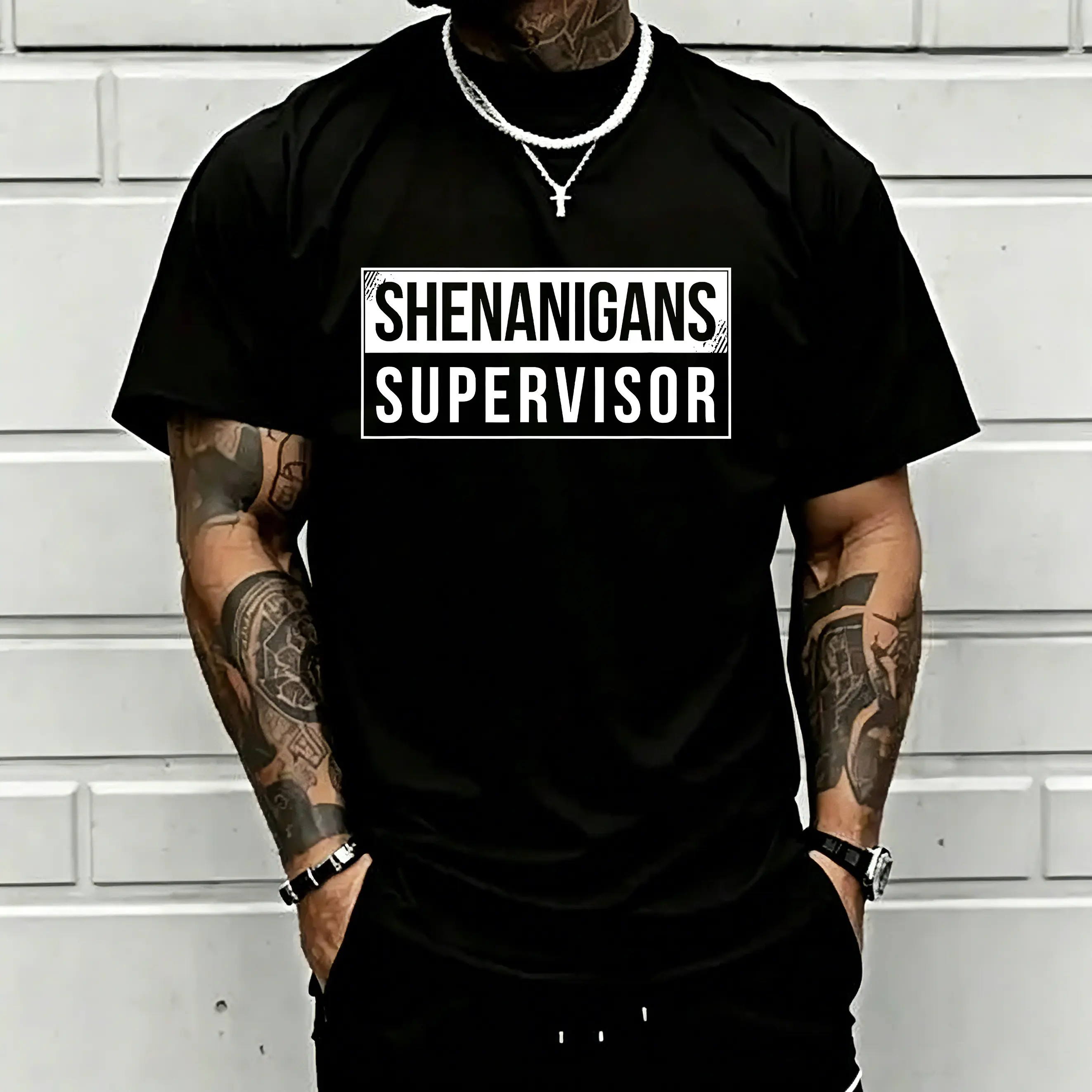 Shenanigans Supervisor Funny Graphic T-Shirt for Men Women, Office Humor Tee, Workplace Joke Shirt, Casual Streetwear Top, Funny Coworker Gift, Father's Day Gift for Dad, Gift for Him, Novelty Graphic Tee