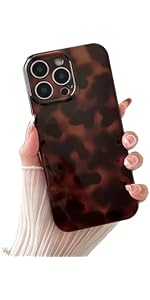 Huahuacase Compatible with for iPhone 15 Case, Tortoise Shell Chic Amber Brown Print Leopard, Classic Soft TPU Protective Shockproof Case for iPhone 15 6.1 ''Color2