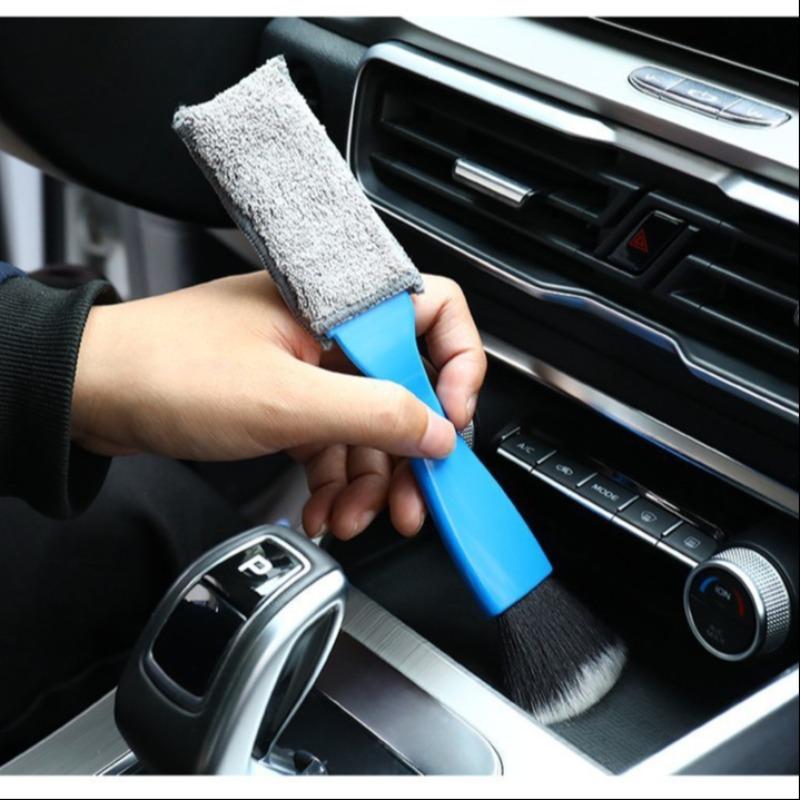 Dual Head Soft Brush for Car Interior Cleaning, Dashboard Air Vent Cleaner, Ac Grille Dust Removal Tool, 1 Piece