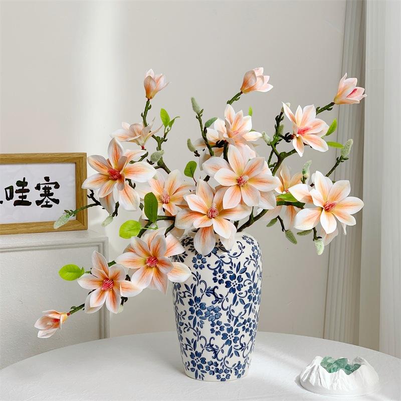 Luxurious Realistic New Chinese Style Magnolia Artificial Flowers, Zen Home & Hotel Decor Floral for Cross-Border