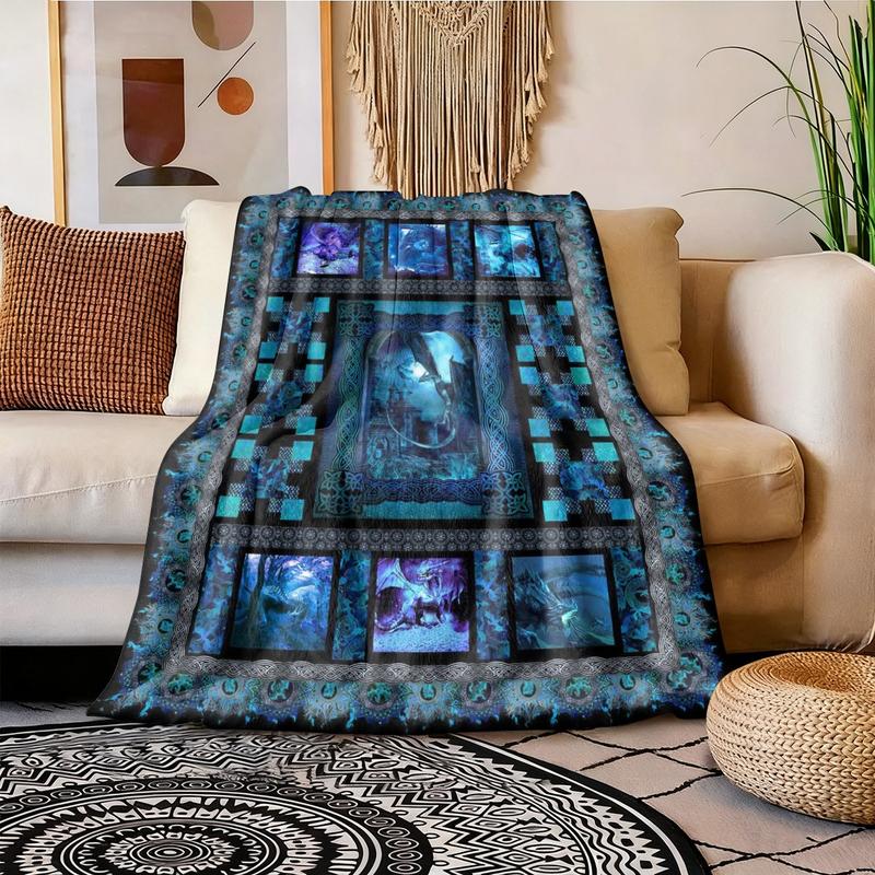 Global Use Deep Sea Secret Patchwork Blanket, Flannel Throw, Suitable for All, Essential Daily Business Item, Fits 197 Countries