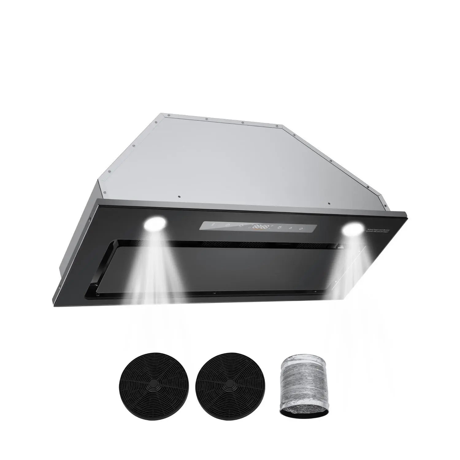 Range Hood Insert, Built in Kitchen Vent Hood, AC110-120V/60Hz Voltage, Stainless Steel Construction, LED Light, Ducted/Ductless Convertible
