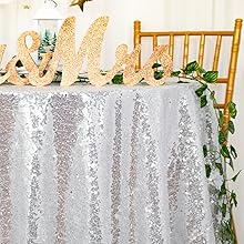 Round Tablecloth Silver 72 Inch Sequin Tablecloth Glitter Dessert Cake Tablecloth Silver Sequin Table Cover Cloth Sequin Overlay for Banquet Birthday Home Decoration
