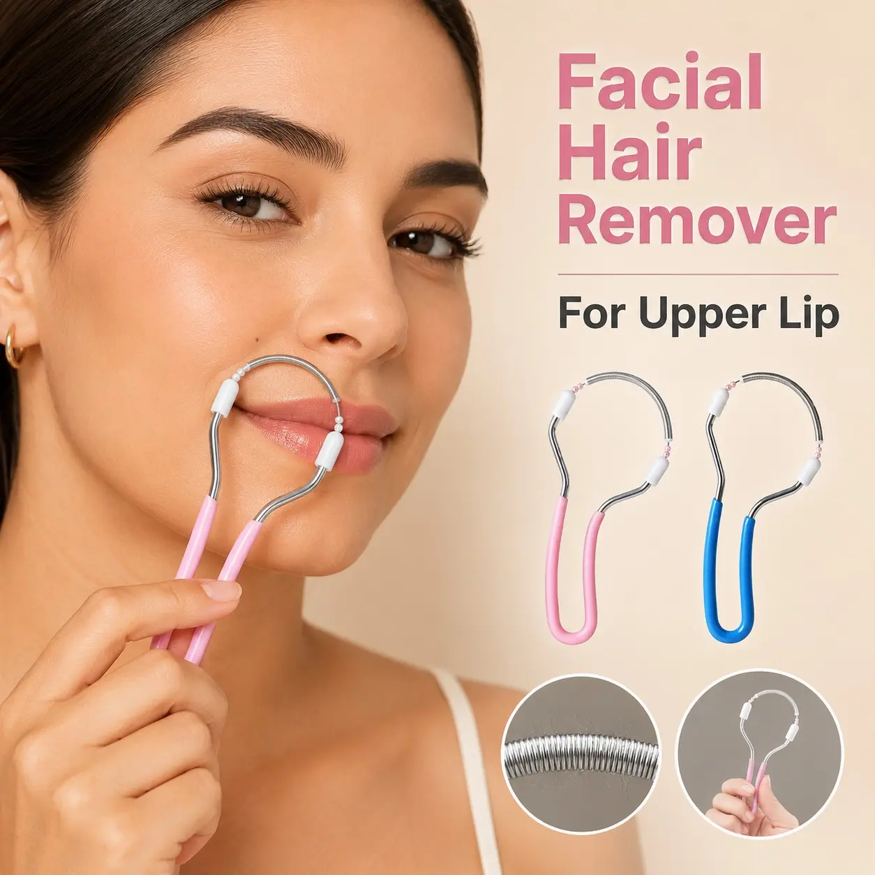 4pcs/8pcs Spring Roller Face Epilator, Manual Hair Removal Tool for Lip, Chin, Brow, Cheek & Neck, Flexible Reusable Coil, Travel Beauty Essential, Christmas Halloween Birthday Mother's Day Father's Day Gift for Mom, Wife and Girlfriend, Gift for Her
