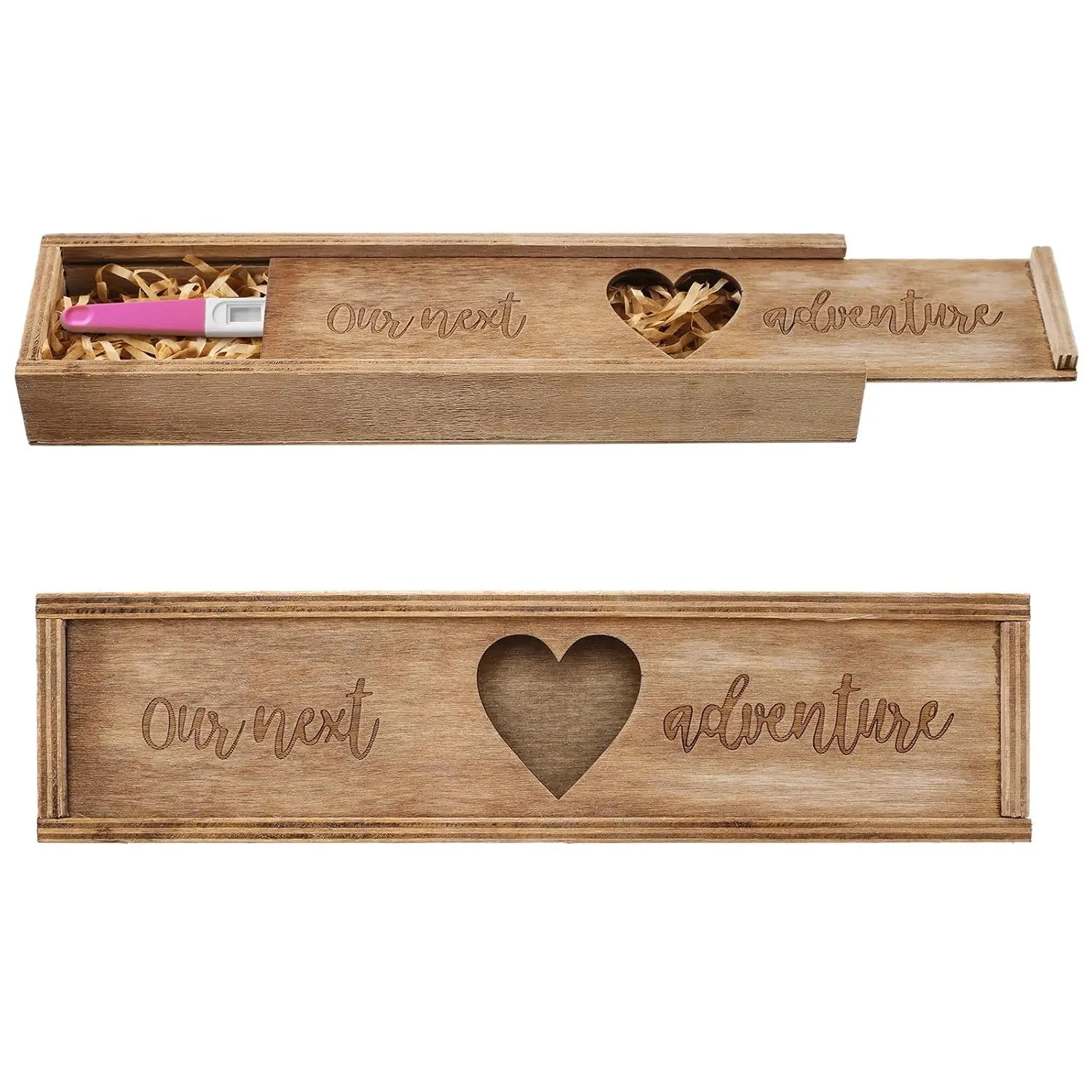 Pregnancy Test Gifts Box Keepsake Box Wooden, Brown
