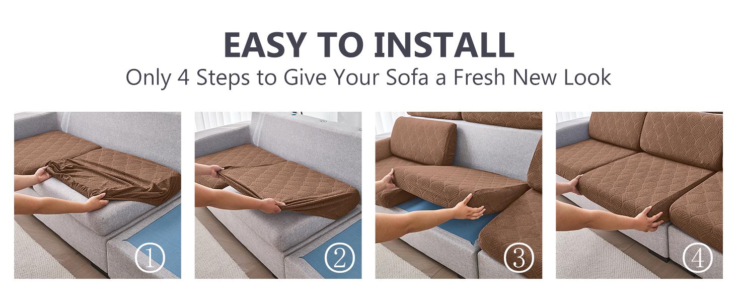 100% Waterproof Couch Cushion Covers for Pets - Stretch Sofa Seat Cover for Dogs Non Slip Sectional Couch Covers Sofa Slipcovers Washable (1 Piece, Large, Brown)