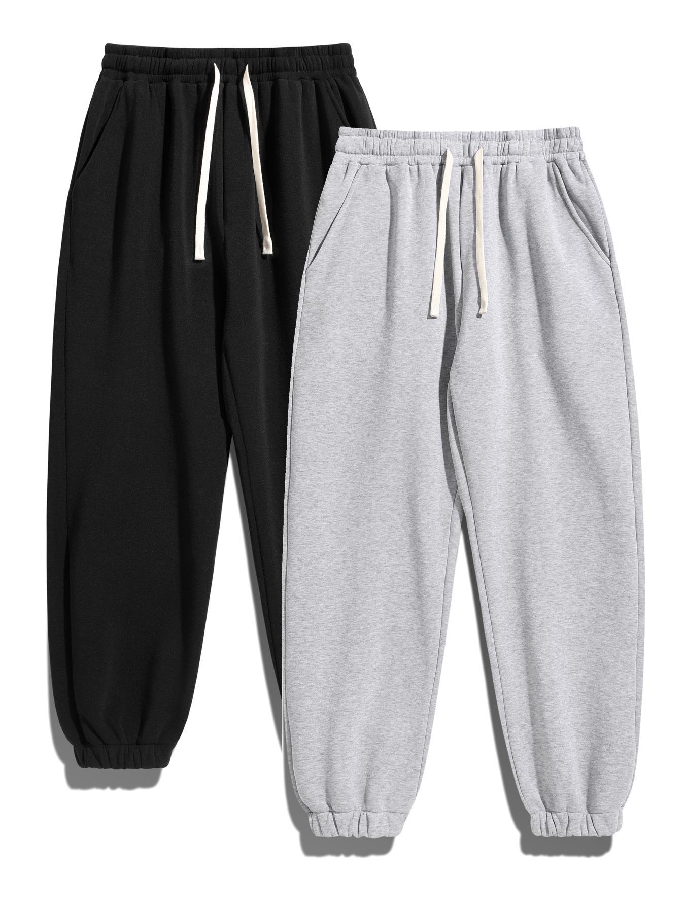 Men's Solid Drawstring Waist Thermal Lined Sweatpants, Casual Comfy Regular Fit Jogger Pants for Fall & Winter, Men's Trousers for Daily Wear, Pants for Men, Work Pants Men, Baggy Trousers, Men's Bottoms, Workout Joggers, Casual Sports Trousers