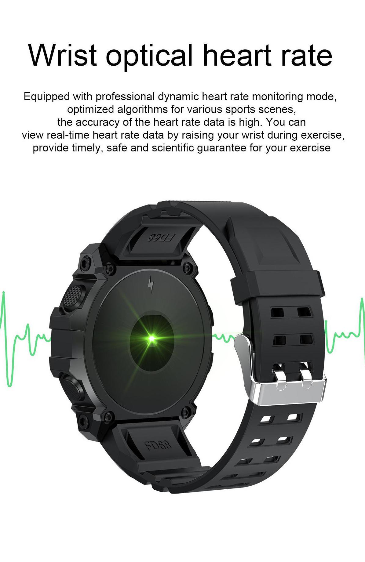 Smart Watch 1.44 Round Screen Heart Rate Blood Pressure Sleep Remote Control Photo Taking Smart Bracelet