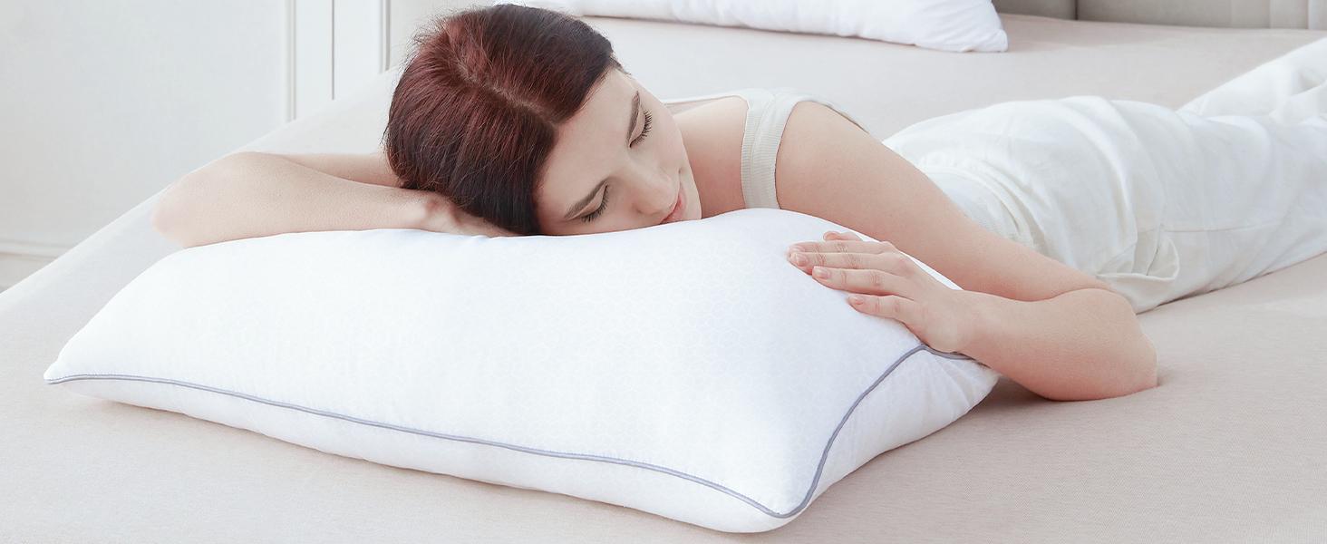 Pillows Queen Size Set of 4, Bed Pillows for Side, Back, and Stomach Sleepers - Oeko-Tex Certified Supportive Down Alternative Plump Filling - Hotel Quality and Machine Washable, 4 Pack