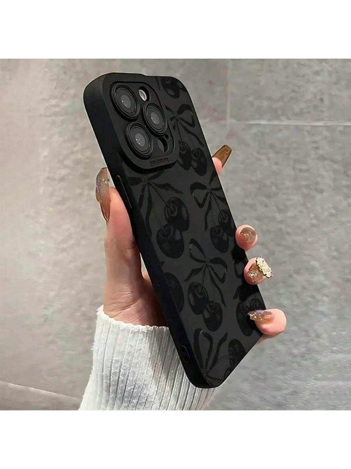 Cherry Pattern Phone Case, Full Coverage Lens Phone Protective Cover, Shockproof Phone Cases Compatible With IPhone 11 12 13 14 15 16 Pro Max/Pro/Plus