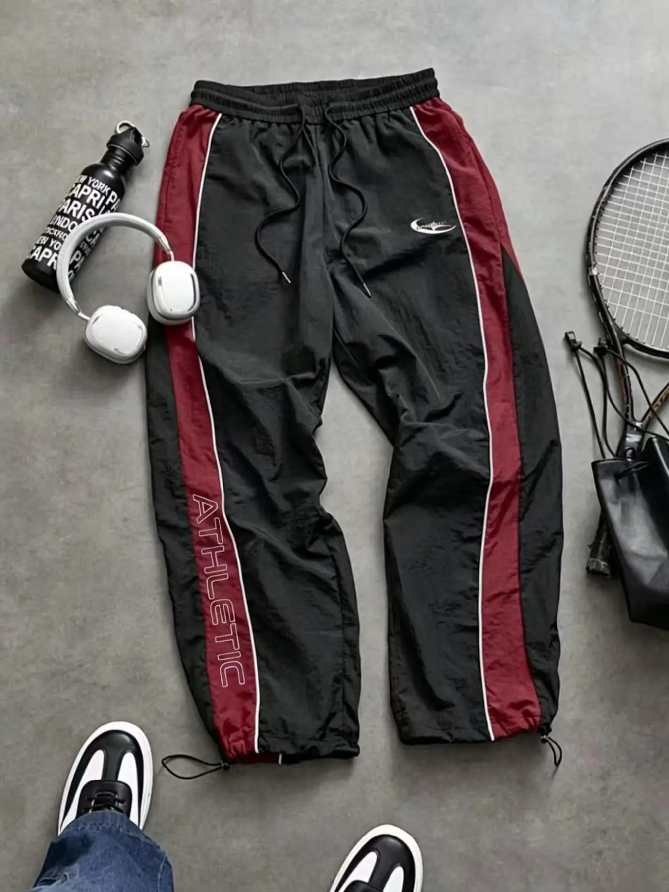 Unisex Athletic Pants, Striped Side Design, High Elastic Waistband, Casual Joggers for Spring & Fall, Essential Workout Wear