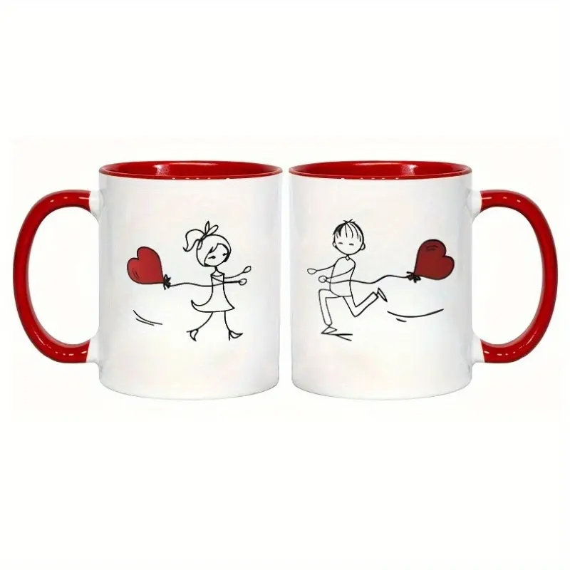 Single ceramic heart-shaped mug, Valentine's Day couple gift, reusable and washable, no assembly needed — the perfect choice for him and her