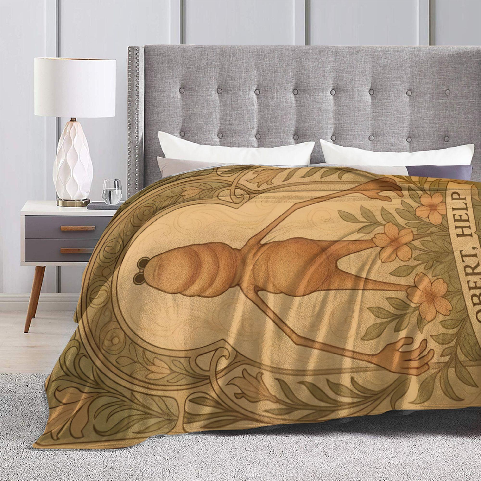 Marcus The Worm Theme Blanket, Soft and Comfortable, Suitable for Bedroom and Living Room Decoration, Perfect Gift, Machine Washable micro  crochet  blanket warm nap blanket