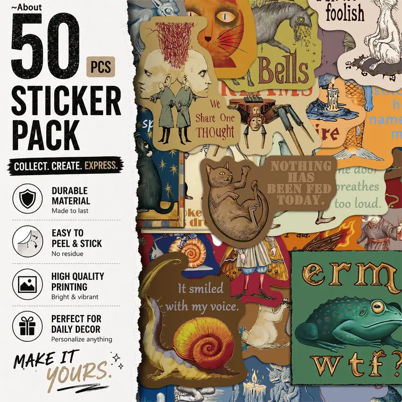 50PCS Medieval eerie abstract Aesthetic Vinyl Stickers Pack for Laptop Water Bottle Phone Case Skateboard Journal Scrapbook DIY Decoration