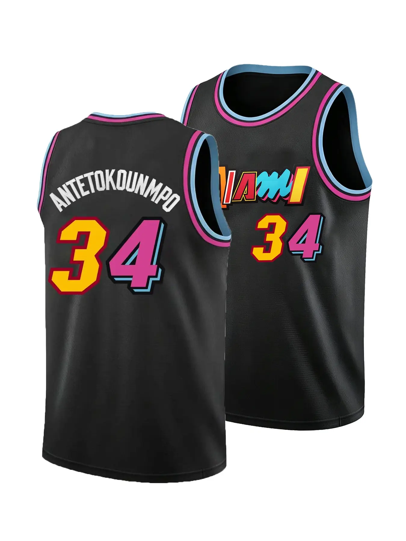 Men's Miami #34 Basketball Jersey Sleeveless Mesh Sports Fan Uniform Breathable Athletic Top