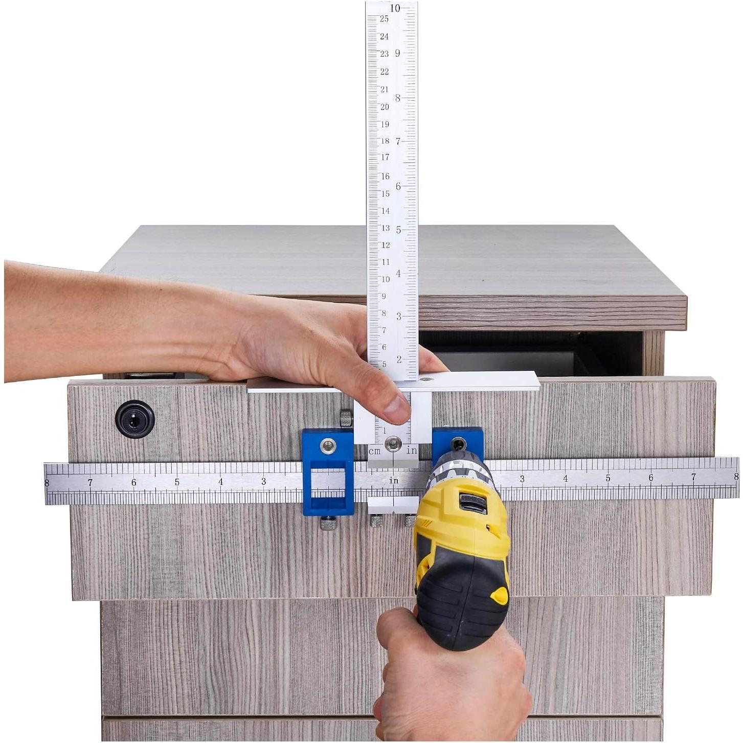 Cabinet Hardware Jig for Handles and Knobs  Alloy Drill Guide Sleeve Drawer Pull  Drilling Dowelling Tools Set Drawer Knob Pull Drilling Templates Jig Tool