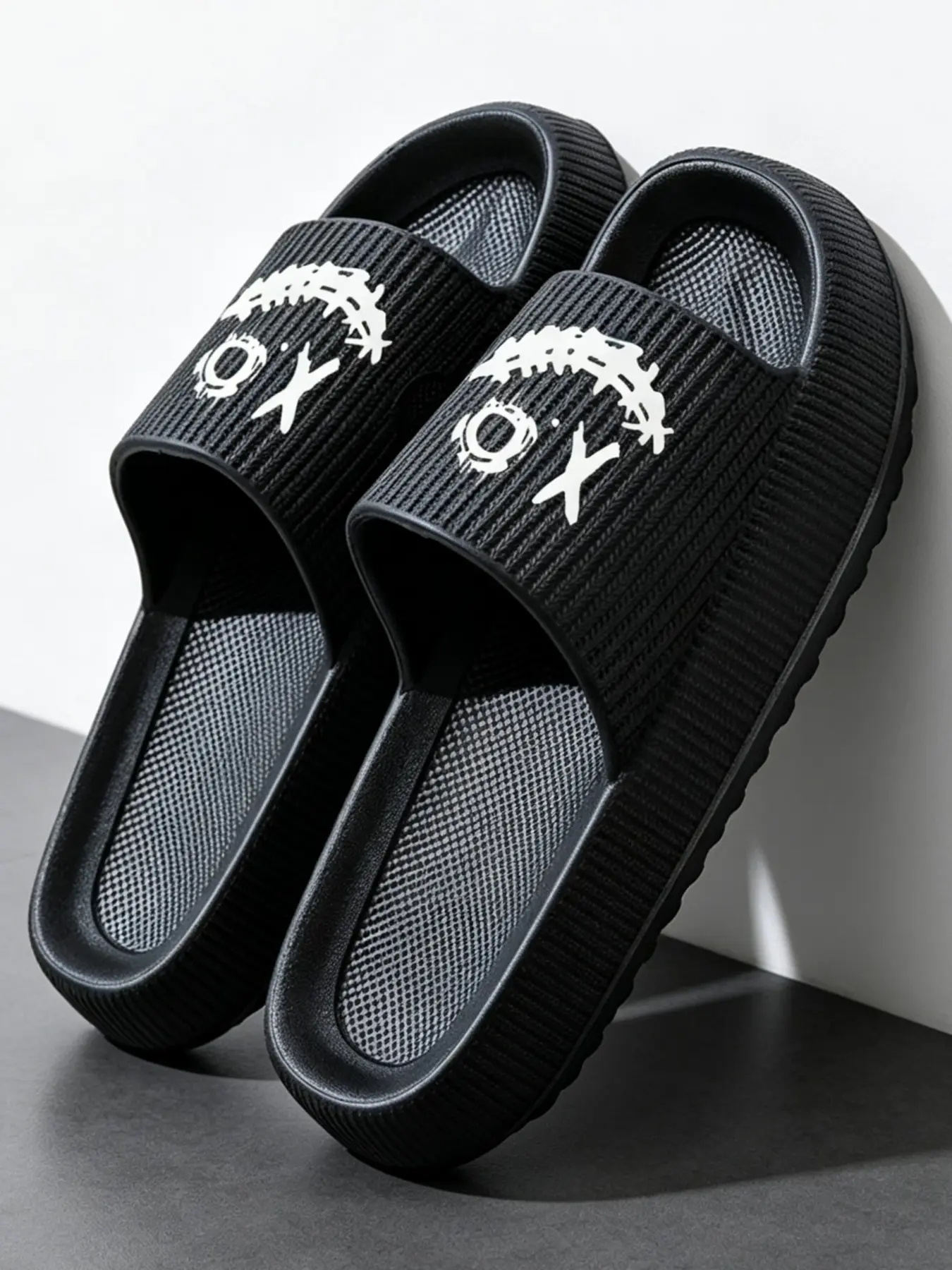 Y2K Grunge Ox Graphic Platform Cloud Slides, Non-Slip Soft Eva Indoor Outdoor Slippers, Runs Small, Wide Feet Size Up One Size