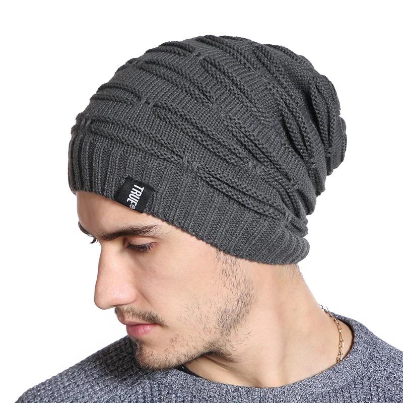 New Letter Label Winter Hat Long Size Knitted Cap High Quality Casual Beanies For Men & Women Solid Bonnet Cap
