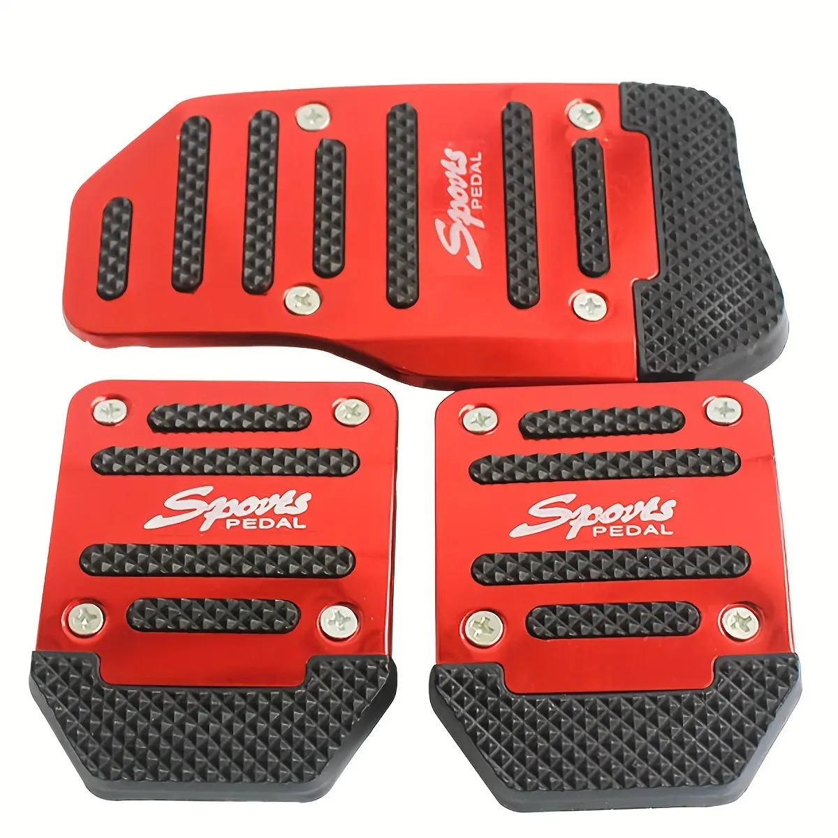 3pcs Automobile SUV Universal Pedal Aluminum Alloy Anti-Skid Foot Pedal Sports Accelerator Brake Rest Pedal Three Piece Set Easy Installation Car Accessories
