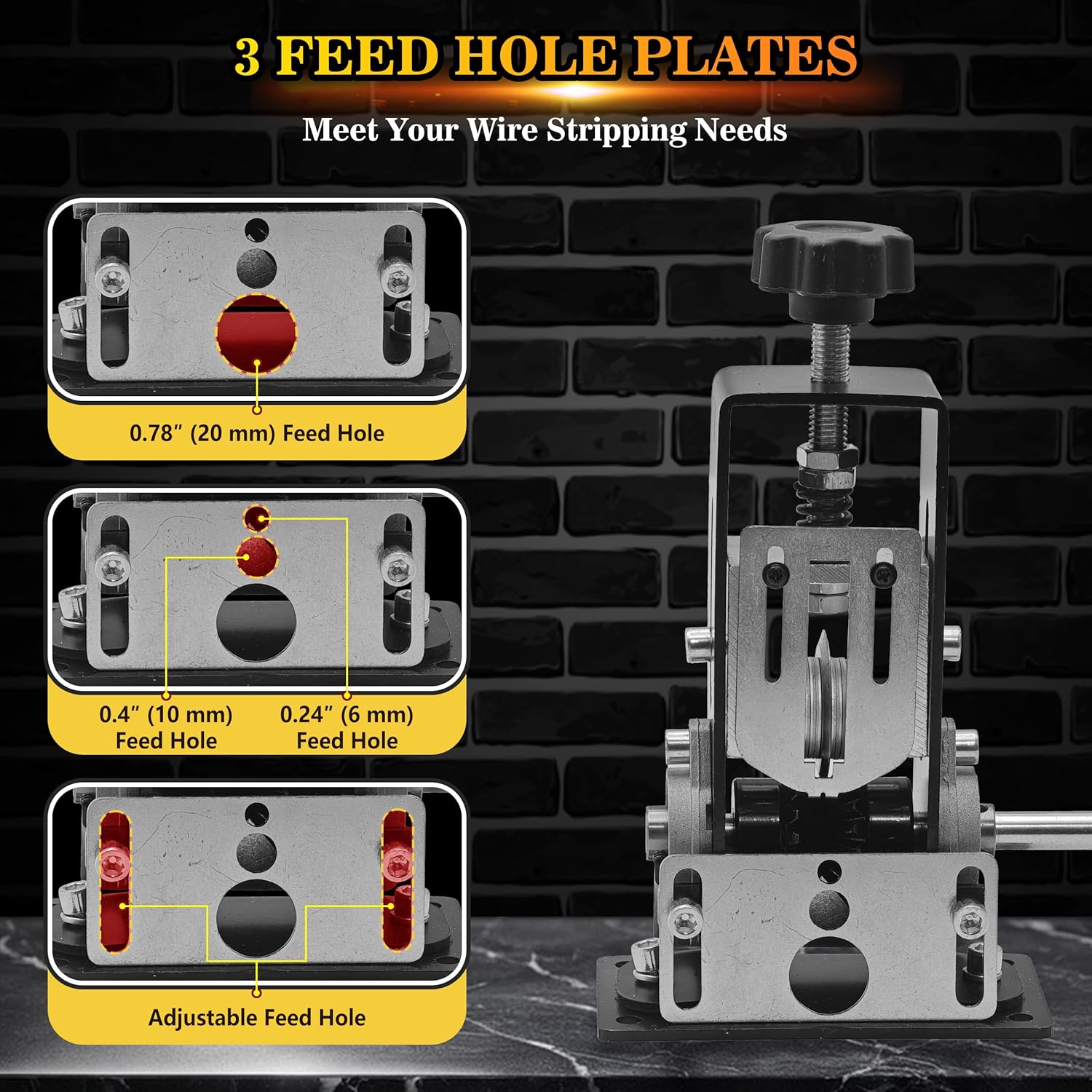Manual Wire Stripper Machine, 1 Set Adjustable Wire Stripper Machine, Drill Powered Cable Wire Peeler Stripping Tool for Scrap Copper Wire Cable Recycling