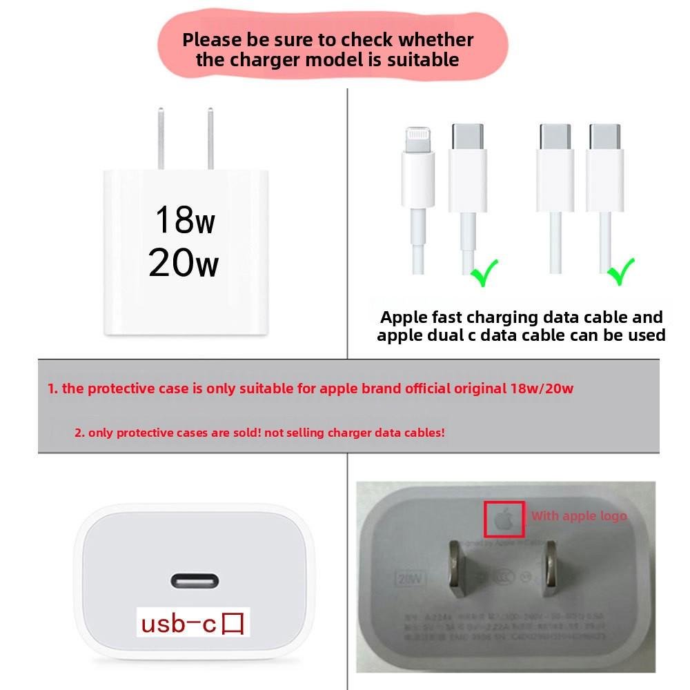 iPhone Charger Cable Protector Set with Cute Pink Bow, Only Compatible with Apple Original 18W/20W Adapter, Anti-Break Data Cable Organizer & Storage Bag for Women Girls (Charger & Cable Not Included)