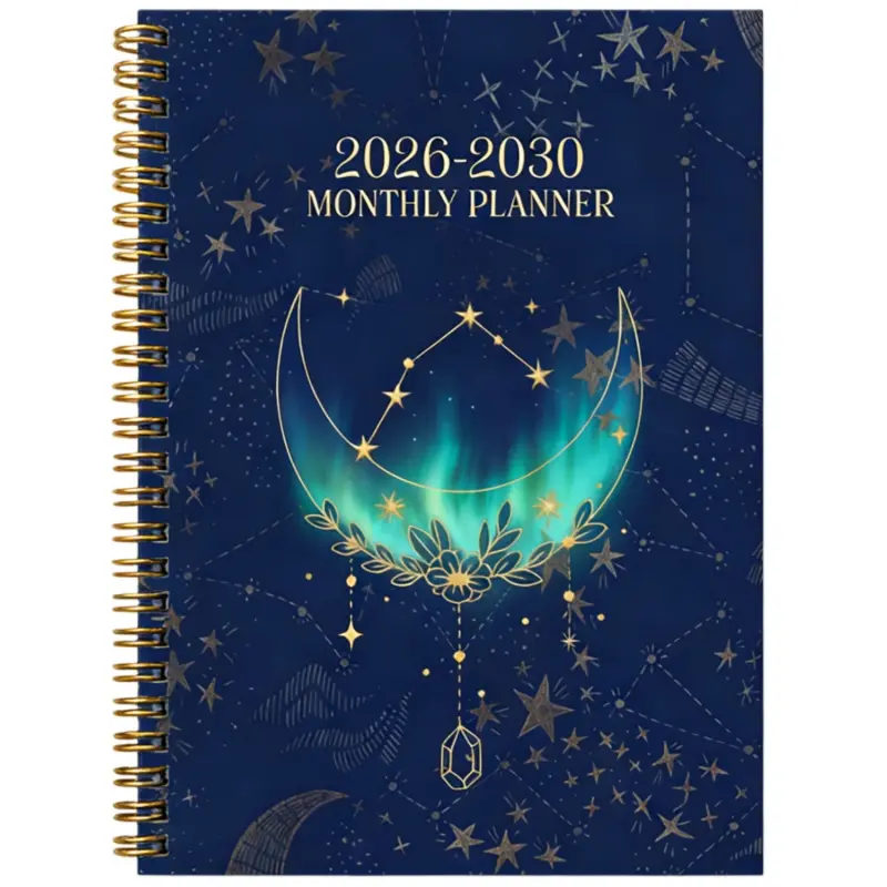 2026-2030 Monthly Planner/Calendar - January 2026 to December 2030, 5-Year Monthly Planner, Celestial Moon Cover Design Notebook, Yearly and Daily Calendar Planning, Monthly Tabs, 60-Month Calendar, 5.5 x 8.3 inches, 71 Sheets/142 Pages Thick Paper, Elast