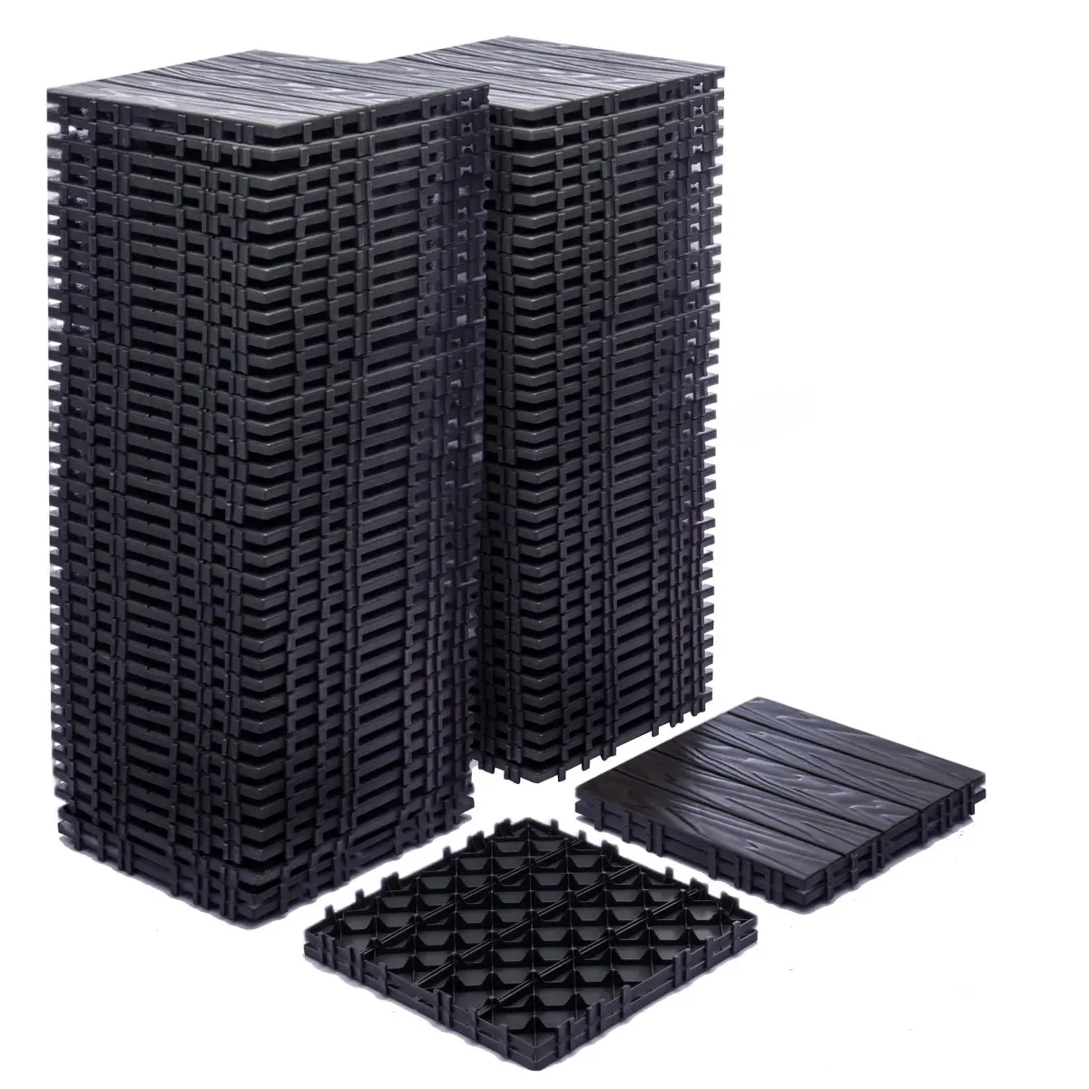 68-Pack 11.42"x11.42" Antibacterial Composite Wood Plastic Interlocking Deck Tiles (61.60 Sq.Ft) - Eco-Friendly, Non-Toxic Outdoor Planking, Durable, Waterproof, All-Weather, Low-Maintenance, Warp-Resistant, Secure Locking Edges for Indoor/Outdoor Use