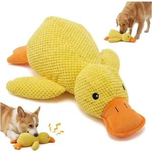 JINTONE Dog Duck Toy, Soft Plush Pineapple Texture, Realistic Quack Squeaky Toy for Anxiety Relief, Interactive Play, Suitable for Puppies and Medium to Large Breeds(Medium Size)